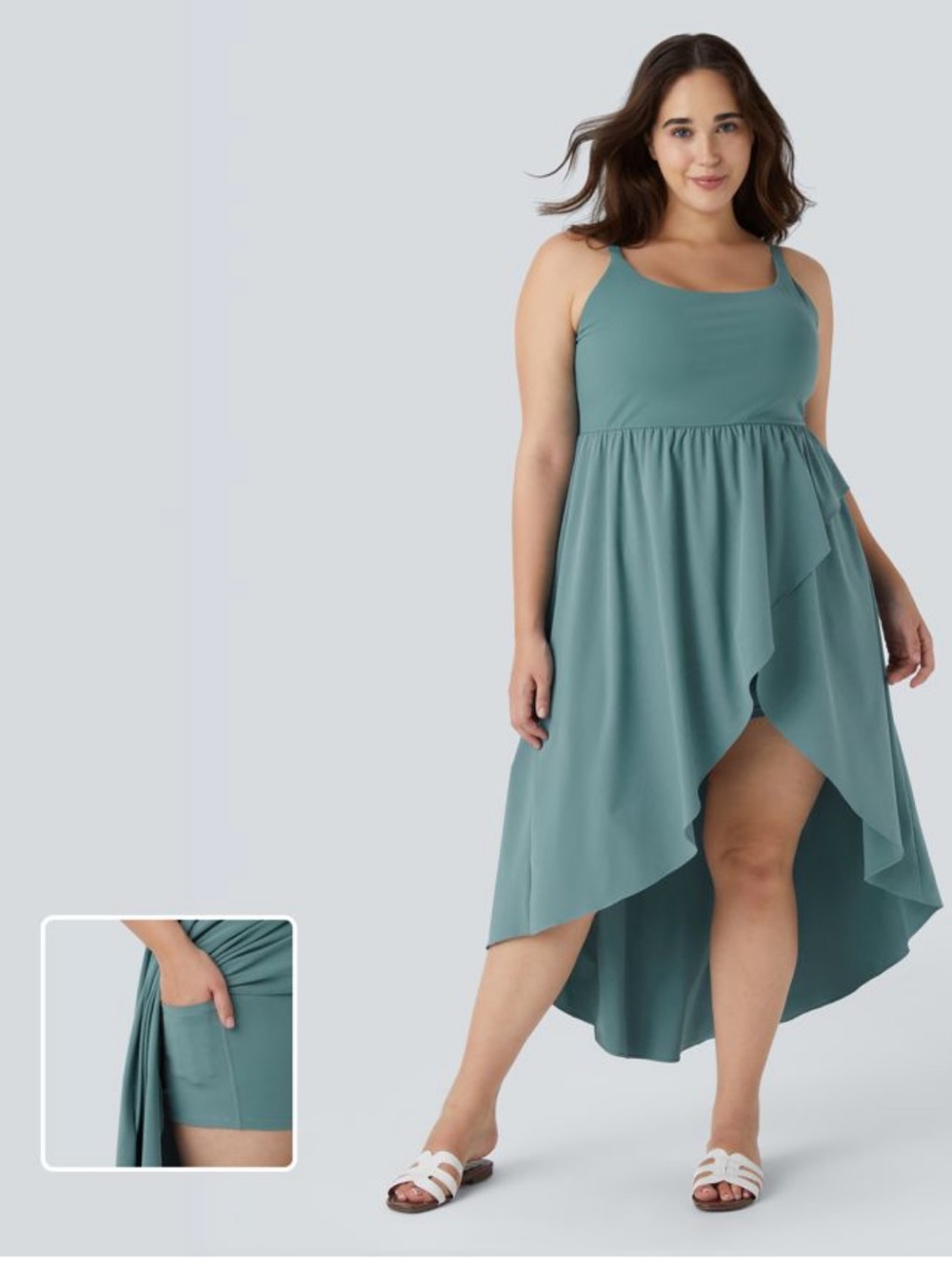 NWT HALARA Dark Teal High-Low Dress with Shorts